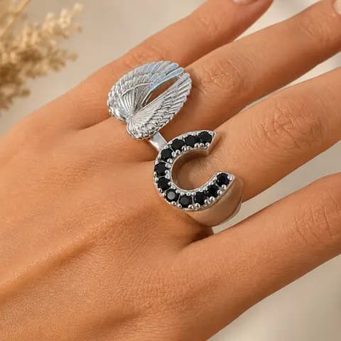 Anillo Herradura — Plata — Detalle