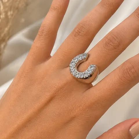 Anillo Herradura — Plata — Detalle