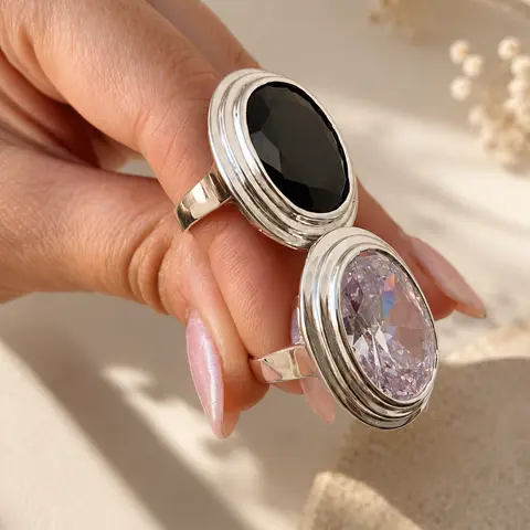 Anillo Obalo Grande — Plata — Principal