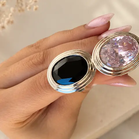Anillo Obalo Grande — Plata — Detalle
