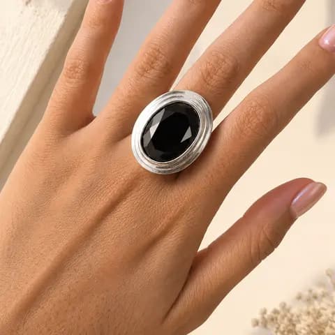Anillo Obalo Grande — Plata — Detalle
